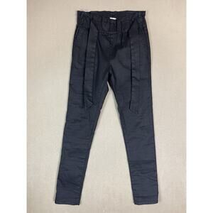 Bevy Flog Pants Womens 24 Black Skinny Belted Elastic Waist Stretch Slim Fit‎